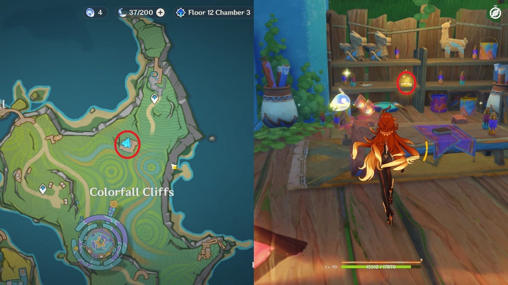 Radiant Spincrystal location in Colorfall Cliffs (Image via HoYoverse)
